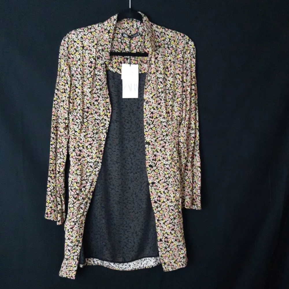 Zara Floral Print Mini Dress Shirt - Picture 8 of 11